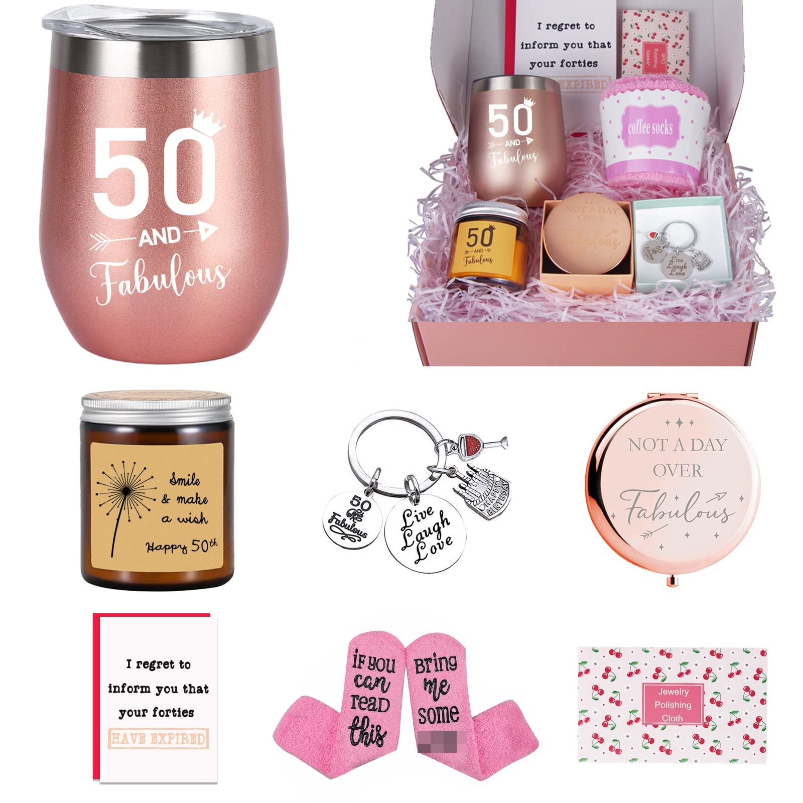 Buy 50th Birthday Gifts for Women, 50 and Fabulous Gift Basket for