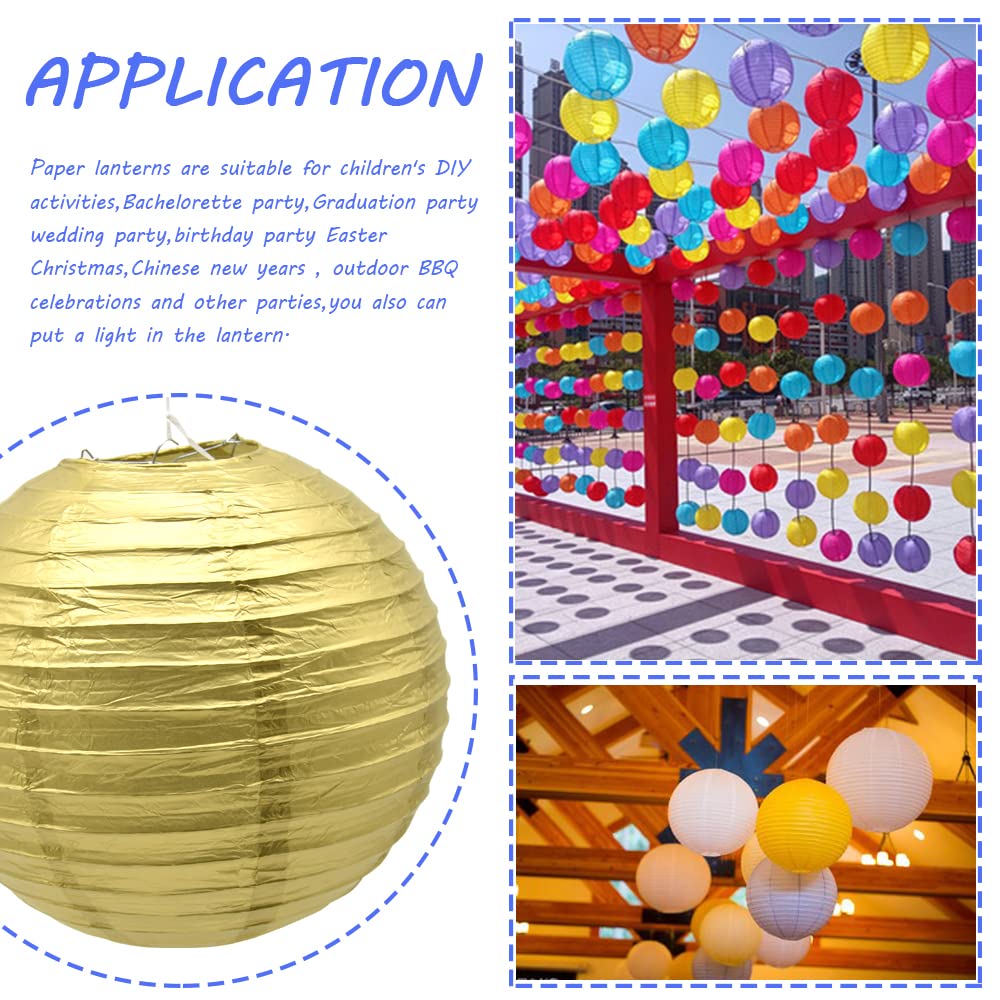 12 Lanterne Di Carta Cinesi Colorate - Decorazione Per Feste, Compleanni, Matrimoni, 24x16,8 Cm
