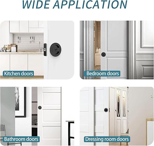 Miniatura 5 de Filta Hardware de bloqueo de puerta de bolsillo, hardware de puerta de bolsillo de privacidad cuadrado negro mate, cerradura de puerta de bolsillo