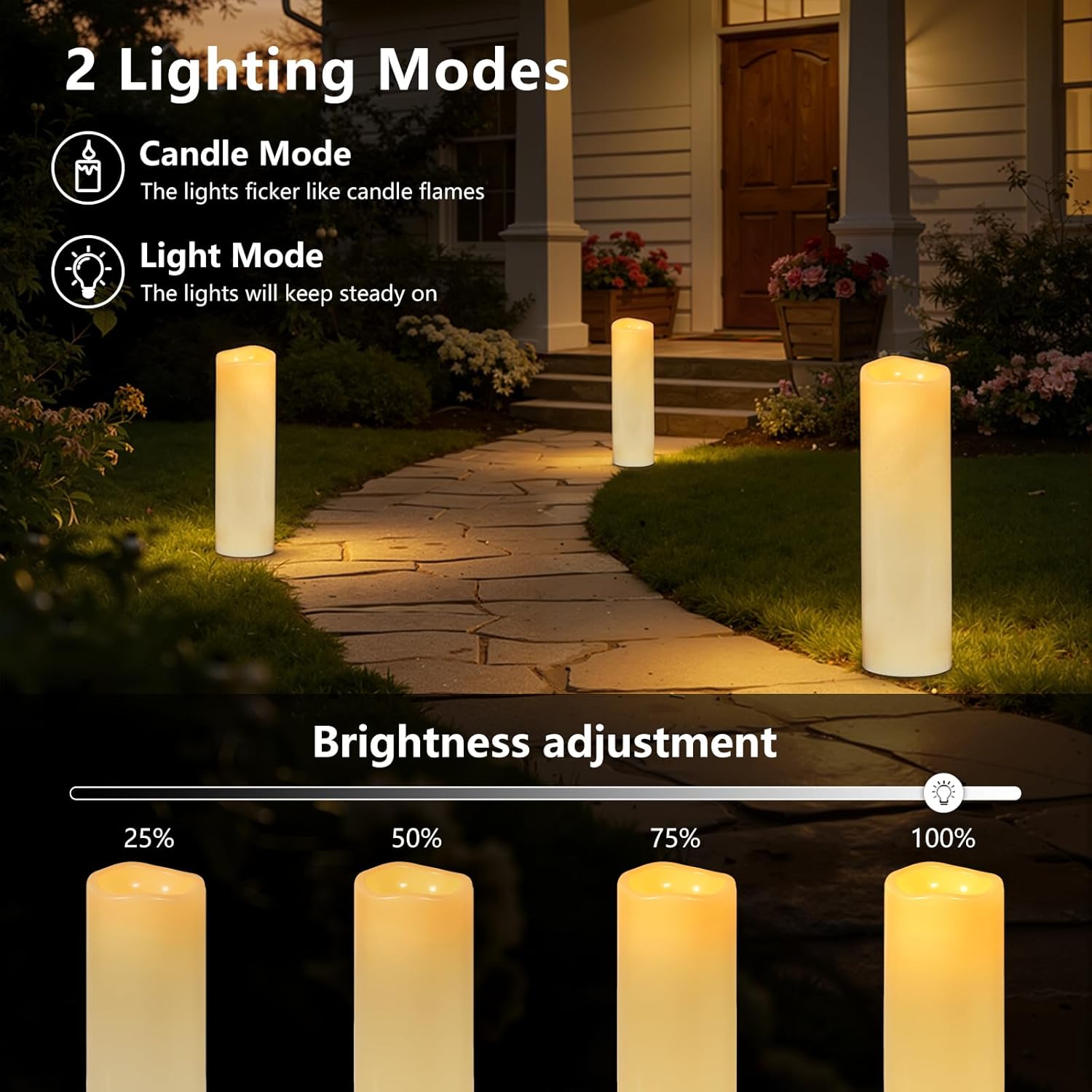 Kimjo 14" x 4" Large Outdoor Candles with Remote: Battery Operated LED Flameless Candles with Timer - Realistic Fake Waterproof Flickering Pillar Candles for Patio Porch Lanterns (Ivory 4 Pack)