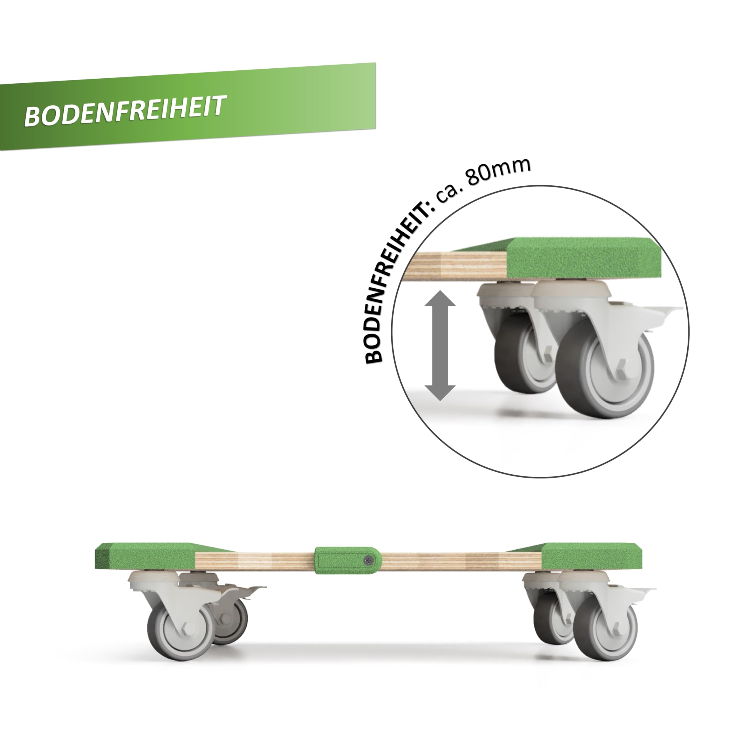 Carrello | Carrello di trasporto | Scooter | Cart compatibile con Festool, Toro, Tanos Systainer T Loc o SYS ³ 3 M – 4 ruote girevoli gommate (2 freni), 200 kg, betulla multiplex, su misura senza