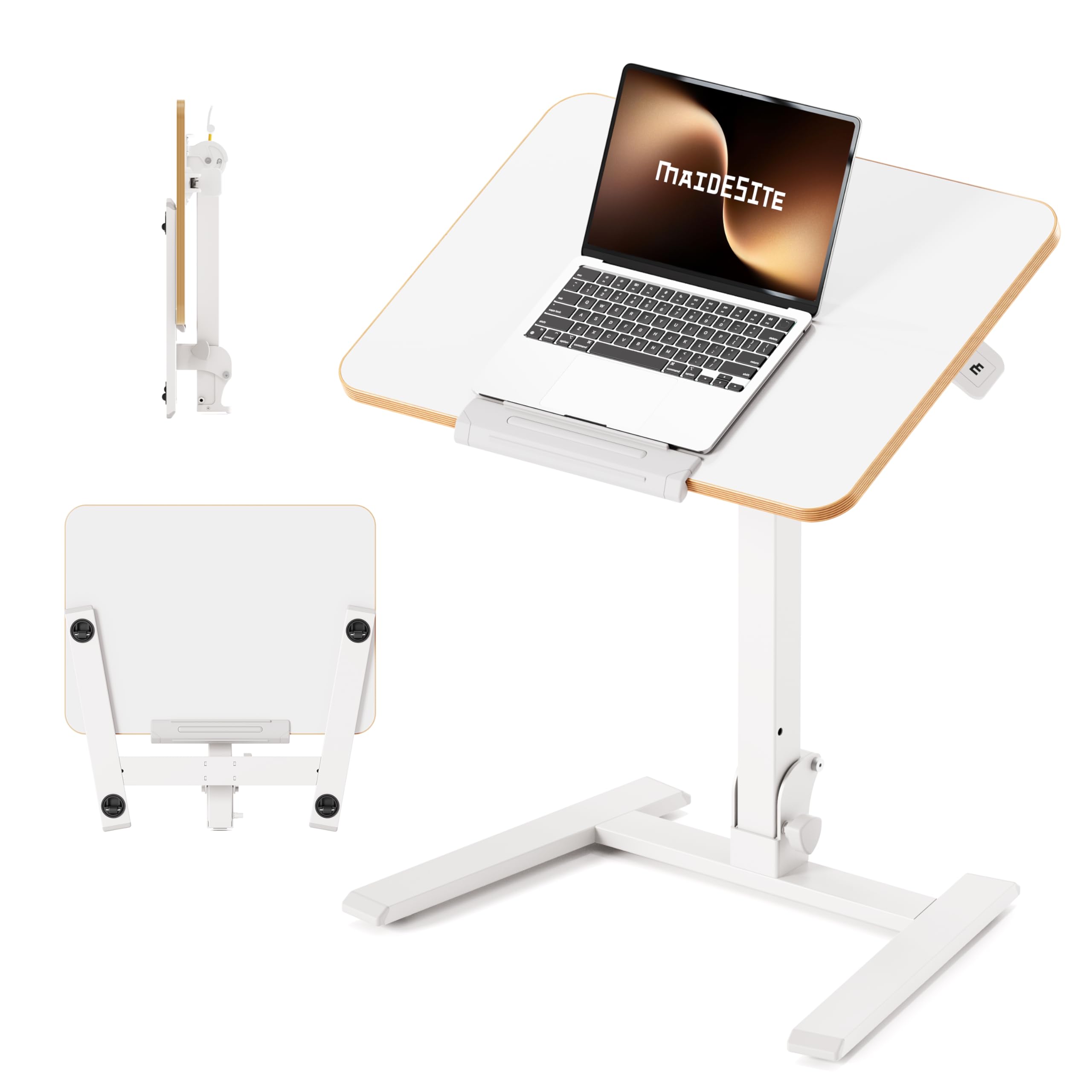MAIDeSITe Klappbarer Laptoptisch Höhenverstellbar,Mobiler Stehtisch mit Rollen,Stehpult Montagefrei,Mobiler Schreibtisch für Homeoffice Büro und Kleine Räume,65x48cm-Fit Go
