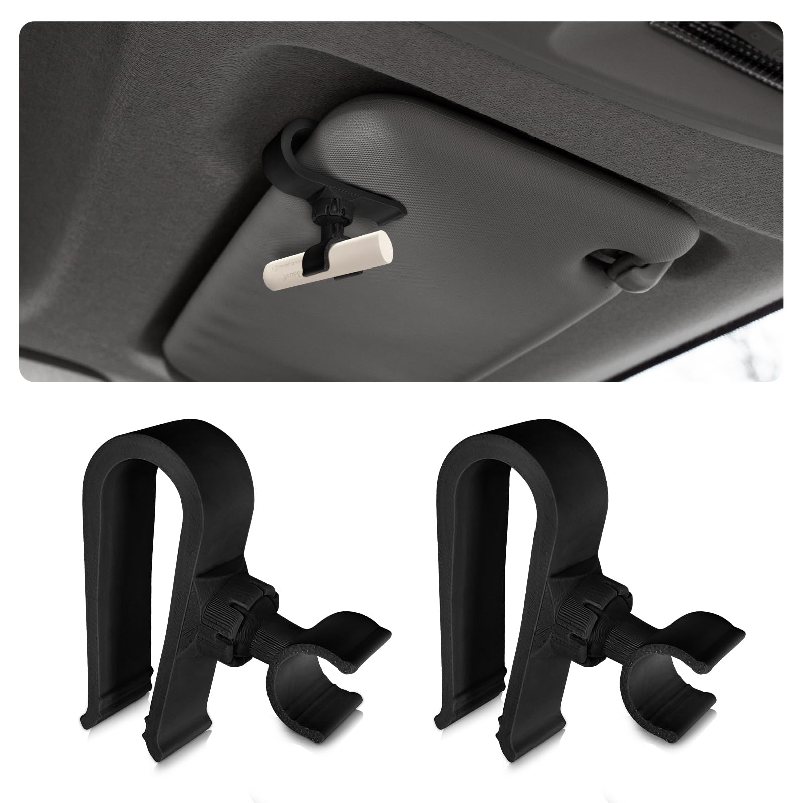 2PCS Lipstick Holder for Car Visor, Clip-On Makeup Interior Organizer for Women, Convenient Storage Holder for Chapstick, Cute Car Accessories for Sun Visor, Space-Saving Design, Great Gift (Black)