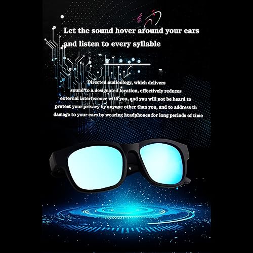 Miniatura 4 de IVY Lentes inteligentes, lentes de sol de audio inalámbricos Bluetooth con auriculares abiertos y llamadas manos libres, color negro glamour Negro