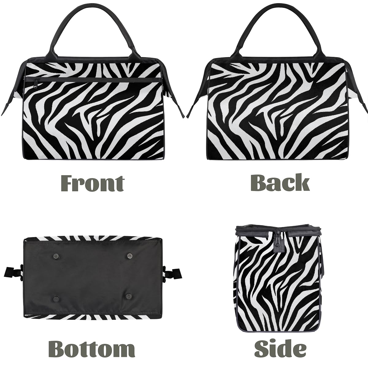 Borsa da palestra con stampa zebrata nera bianca per uomo e donna, stampa zebrata animale, da viaggio, sport, borsone impermeabile per il fine settimana borsa da notte leggera da portare a mano