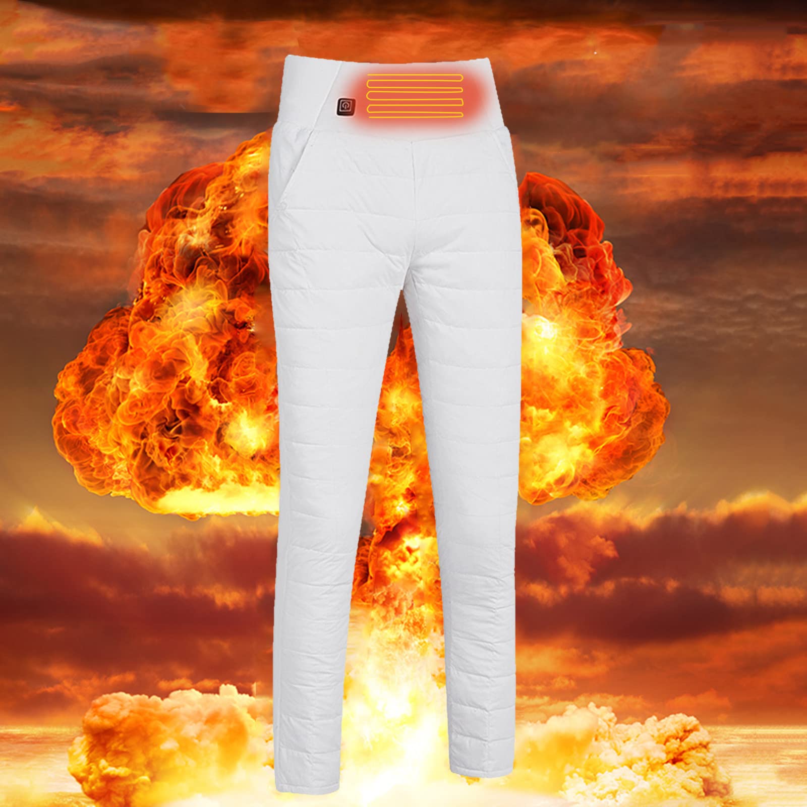 Pantalones térmicos para mujer, pantalones largos con batería, USB de 5 V, con calefacción eléctrica, para invierno, al aire libre, esquí, ropa interior cálida, capa base para nieve, esquí,