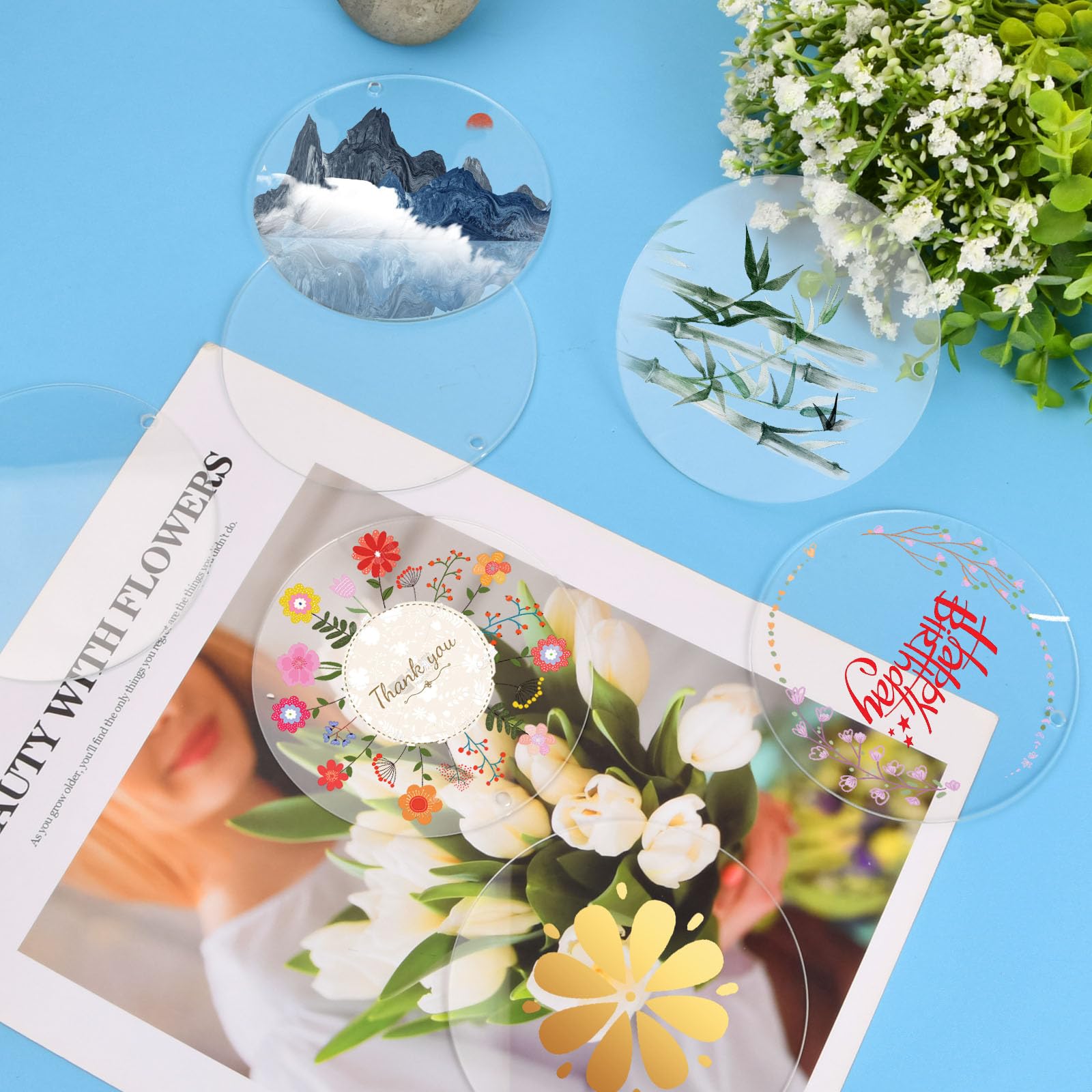 50 Stück Transparent Acrylplatte 10CM Rund Acryl Platte Klare Scheibe Acrylscheibe für DIY Schlüsselanhänger Basteln