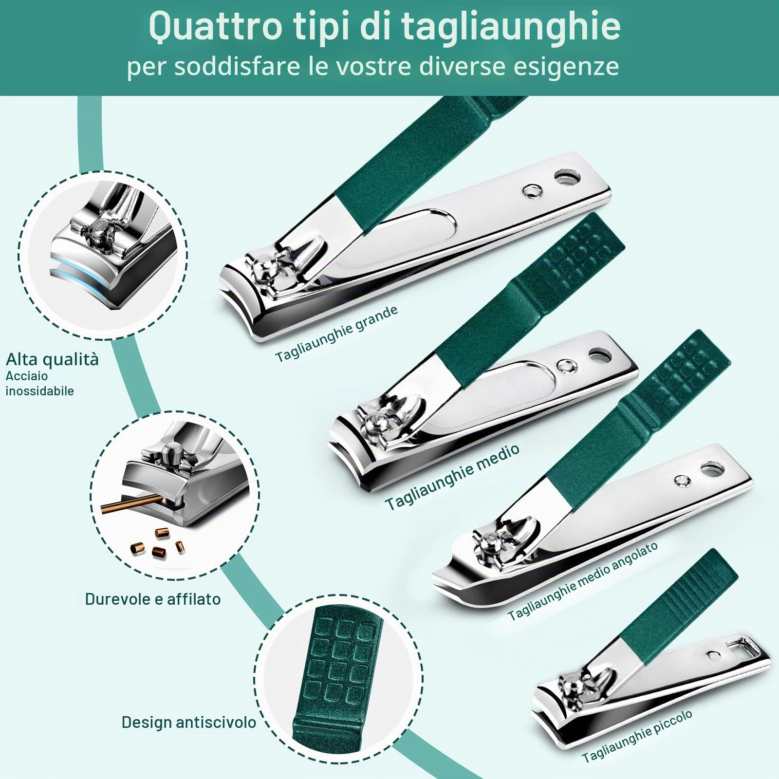 DUAIU Set Manicure,12 Pezzi Tagliaunghie Set Professionale,Kit Manicure Pedicure,Kit per Unghie in Acciaio Inox,Set di Tagliaunghie per Uomo e Donna con Custodia da Viaggio
