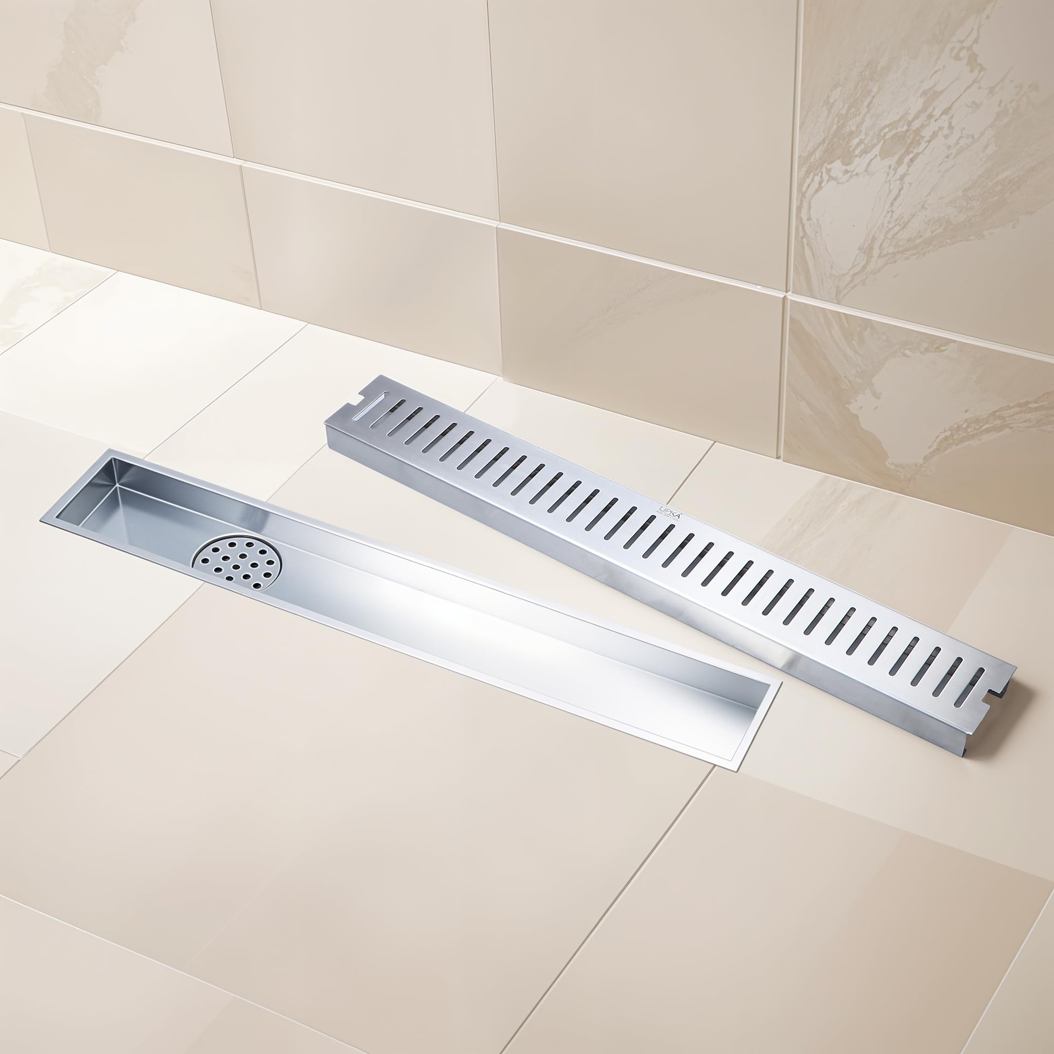 LIPKA 304 Grade Stainless Steel Vertical Shower Drain Channel | 40 x 4 inches | Drain Channel with Collar & Side Hole | Silver (B081Q8JM98) Amazon Price History, Amazon Price Tracker