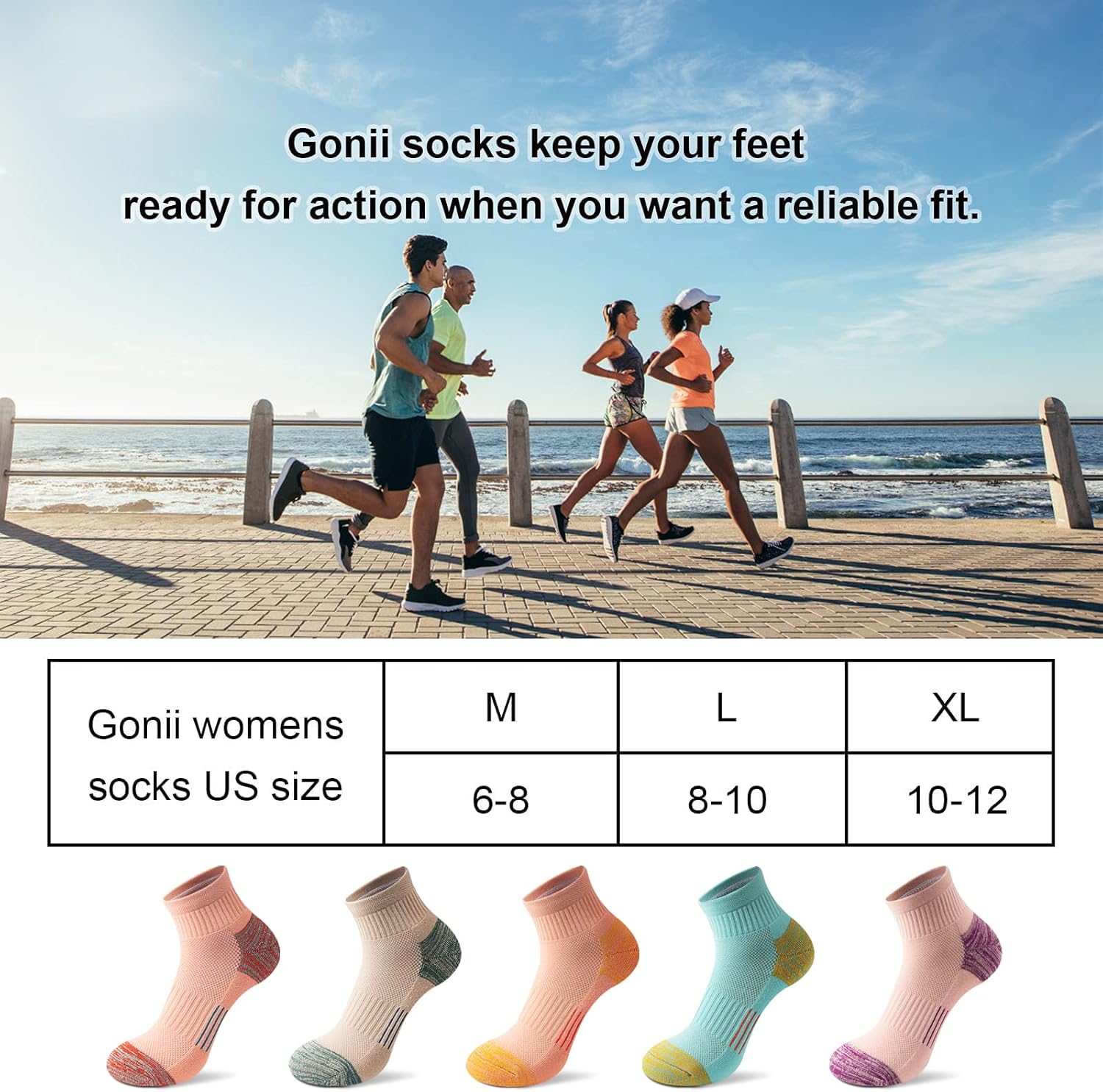 Gonii Ankle Socks Womens Athletic Thick Cushioned Running Hiking Low Cut 5-Pairs - Image 7
