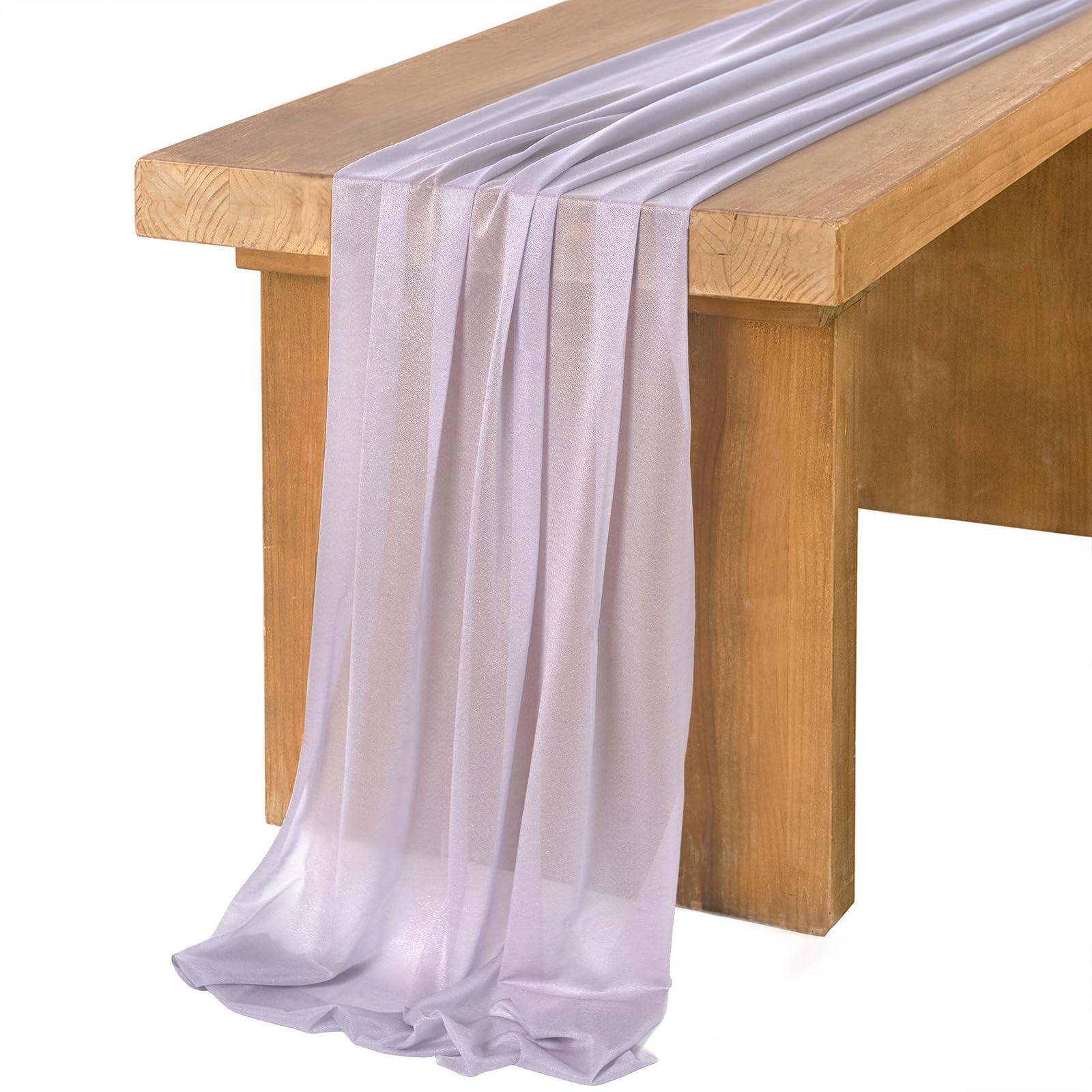 Ling's Moment 14Ft Light Purple Chiffon Like Table Runner Sheer Lilac Table Runner for Wedding Reception Rustic Boho Wedding Party Bridal Shower Purple Lavender Tablecloths Decorations
