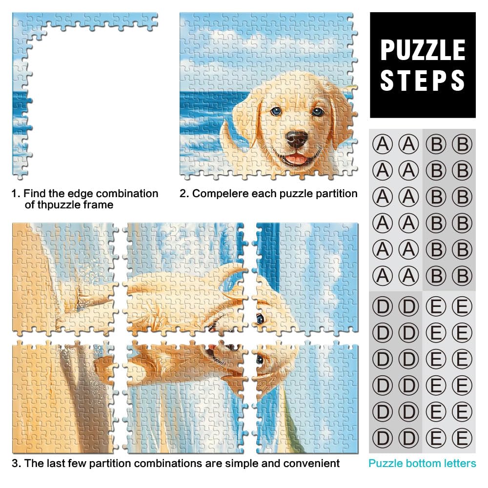 Cucciolo di Labrador Retriever sulla spiaggia puzzle 2000 pezzi per adulti apprendimento educativo con pezzi completamente interconnessi di forma casuale 70x100cm