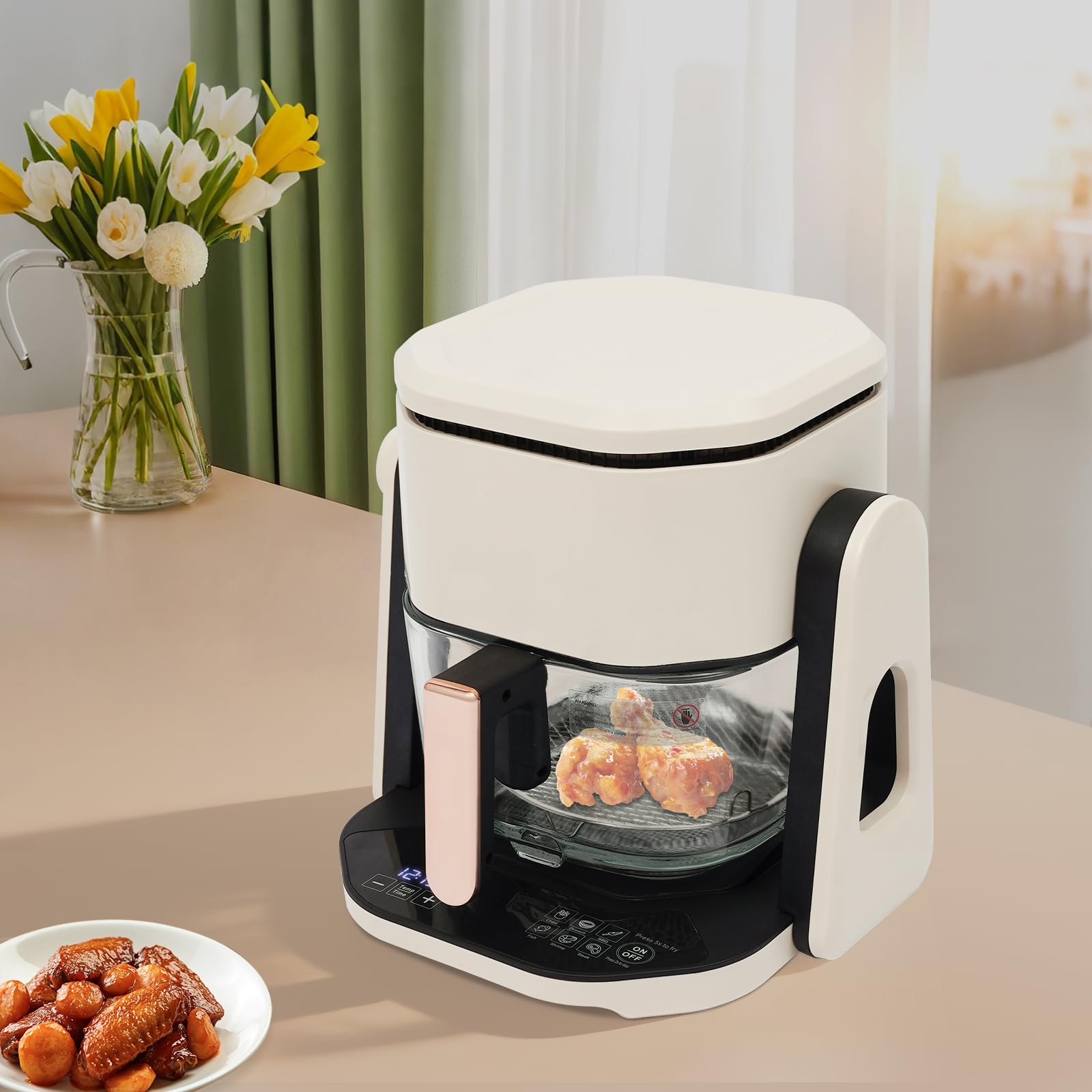 HeißLuftfritteuse 1200W 4.5 L Klimaanlage FräTter Gesundes Kochen für Haushalt & KüChe, GroßEs FassungsvermöGen, Kann Zum Backen und Backen Verschiedener Lebensmittel Verwendet Werden (Weiß)