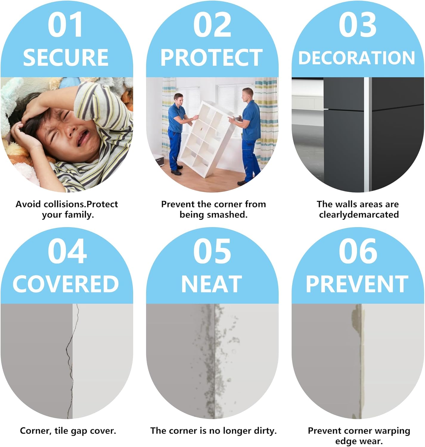 5pcs 48"L*1.42"W Aluminum Self-Adhesive Wall Corner Protectors, Wall Furniture Bumper, Safety Baby Proofing Corner Cushion Table Edge, Wide Coverage and Easy to Install - Silver