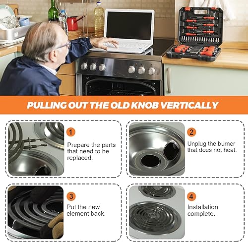 Miniatura 7 de Paquete de 4 quemadores eléctricos ERS30M1 ERS30M2 de repuesto para GE Hotpoint Kenmore, repuesto para quemador de estufa eléctrica de 6 y 8