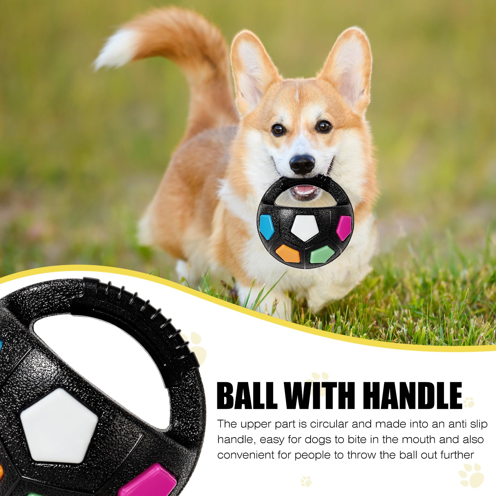 YOOGAO Pet Dog Toy Ball with Handle, Toss and Fetch Play, Interactive Ball for Dogs Playing, Squeaky Floating (Black)