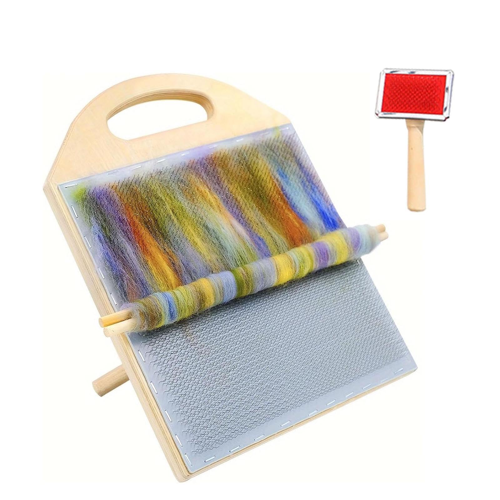 Set De Tabla Para Mezclar Lana, Incluye Cepillo Para Cardar, 2 Varillas Largas, 2 Respaldos Y Tabla Para Una Distribución Más Uniforme.,Natural