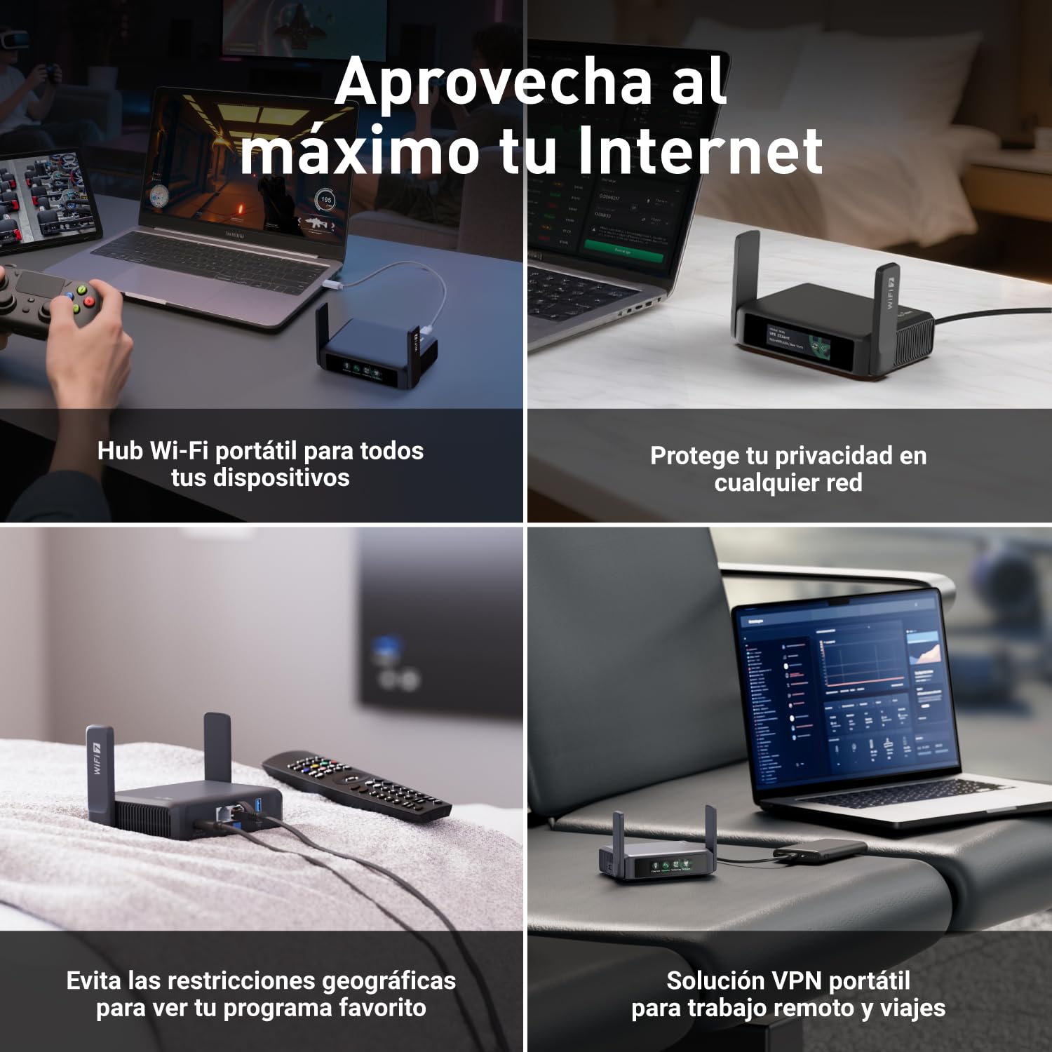 GL.iNet GL-BE3600 (Slate 7) Routers de Viaje Portátil, Gigabit Wi-Fi 7 Bolsillo de Doble banda, Compatible con OpenVPN y Wireguard para en Redes Públicas y Hoteles, Apta para Begocios/Crucero/RV/Avión
