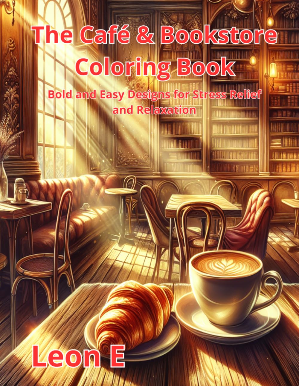 The Café & Bookstore Coloring Book: 50 Simple and Relaxing Café Scenes for Adults and Seniors - Stress Relief with Thick Lines and Large Print (Coffee Shop Vibes)