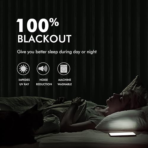 Vista 3 de MIULEE Linen Textured 100% Blackout Curtains for Bedroom 84 Inches Long Sage Thermal Insulated Black Out Curtains/Draperies with White Liner for