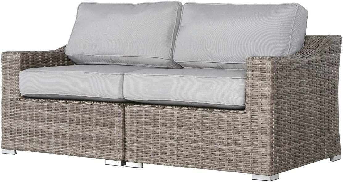 Century Modern Outdoor Marina Collection Patio Furniture Sofa Garden, Sectional Furniture Set Resort Grade Furniture. No Assembly Required [CM-4903] (Loveseat with Cushion, Marina Grey)