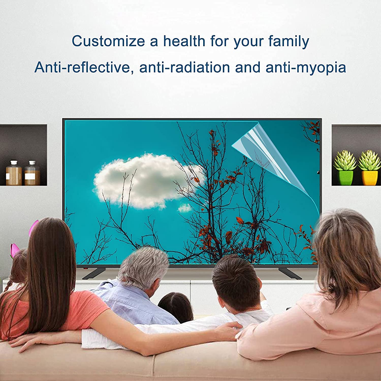 Blendfreie Folie TV Displayschutzfolie 32-75 Zoll TV Anti-Blaulicht-Film Displayschutzfolie, blendfrei, kratzfest, passend für LCD, LED, 4K OLED und QLED HDTV (Größe: 42 Zoll (930 x 52 cm) 5 mm)