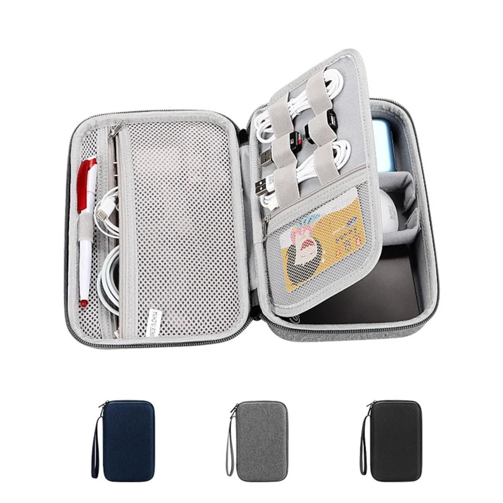 Borsa organizer per cavi, capacità 2 pezzi(Black)