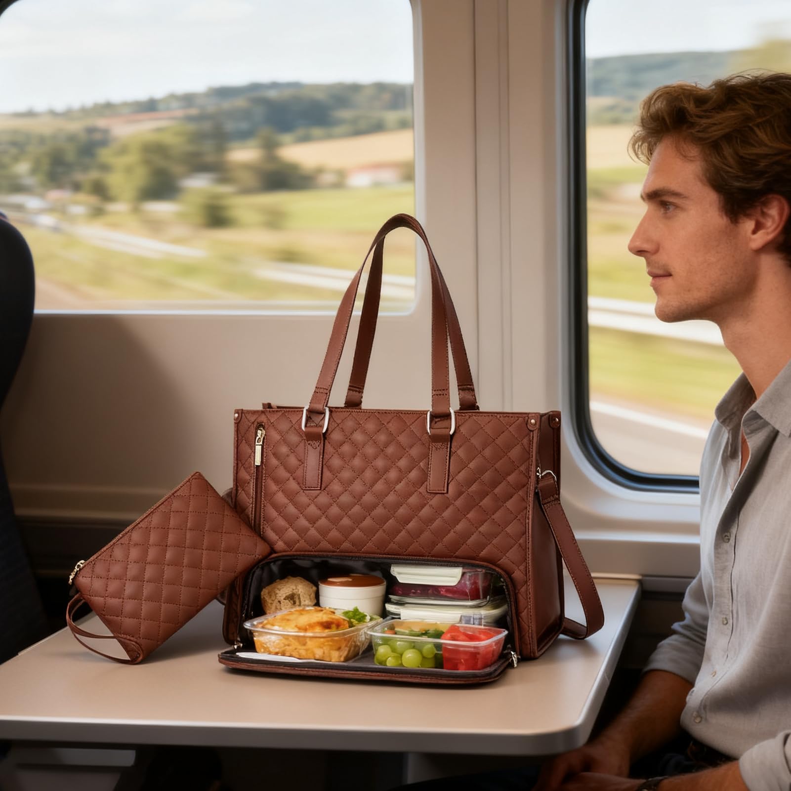 Borsa Tote con Scompartimento Pranzo Zaino Termico Per Laptop | Tote Per Pranzo Da 39,6 Centimetri per Computer Portatile Acqua Cibo Donne Studente Ufficio Infermiere Professioniste