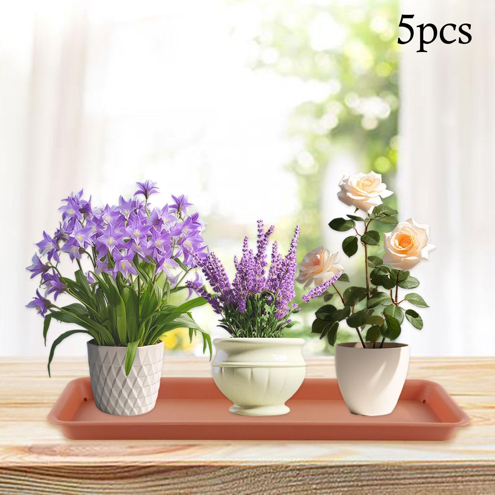 Sharplace 5X Planifications de soucoupes de Planter Planter compacts rectangulaires Robustes en Pot de soucoupes de Plante Plateaux d'égoutte, Rouge