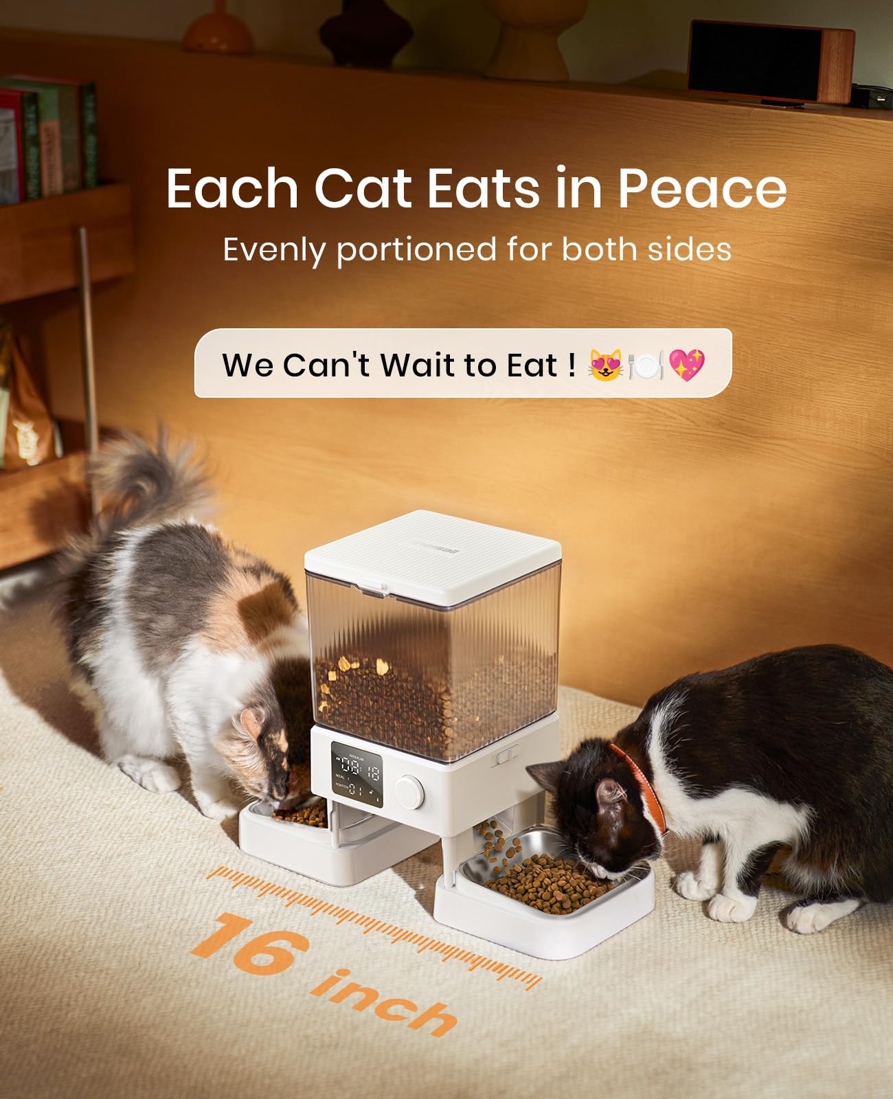 oneisall Automatic Cat Feeder for 2 Cats, 20 Cups/5L Automatic Cat Food Dispenser for Small Pets Indoor, Timed Cat Feeder for Dry Food(White) - image 2