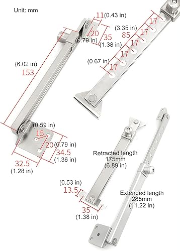 Miniatura 2 de I-EASYDWW Bisagras para ventana, estancias de ventana abatible, tapón de ventana abatible, soporte de ventana abatible, cerradura de ventana