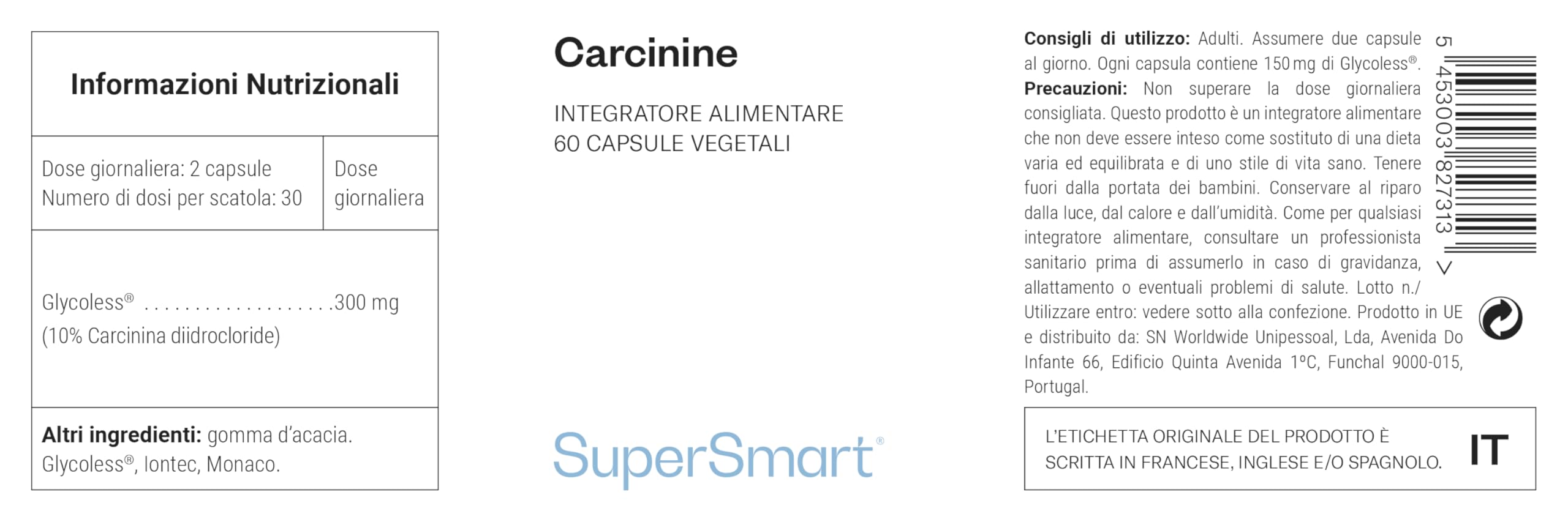 Carcinine - Formula 100% naturale contro la glicazione - SuperSmart
