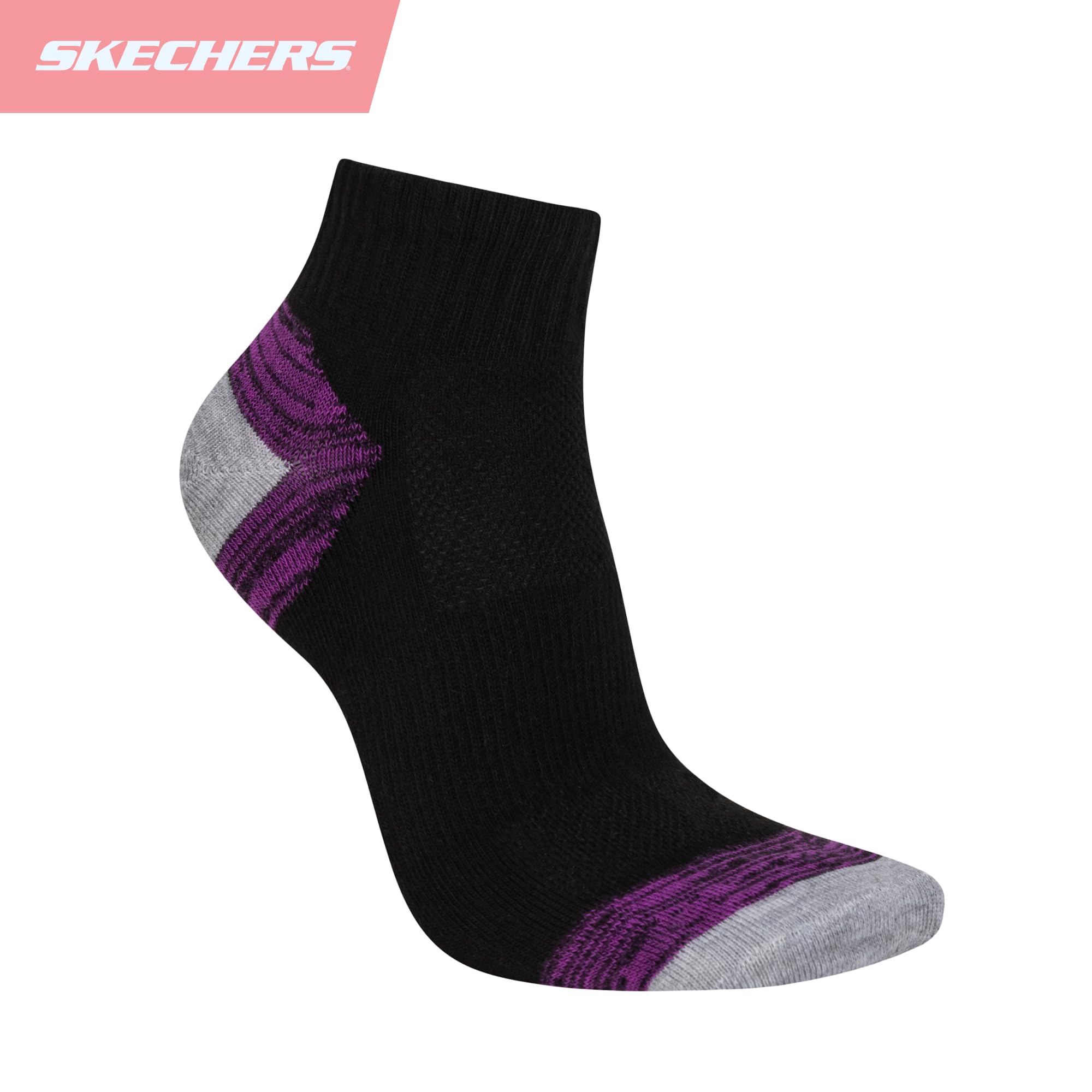 Skechers Quarter Crew skarpety damskie, 6 sztuk, ?rednioszary, 9-11