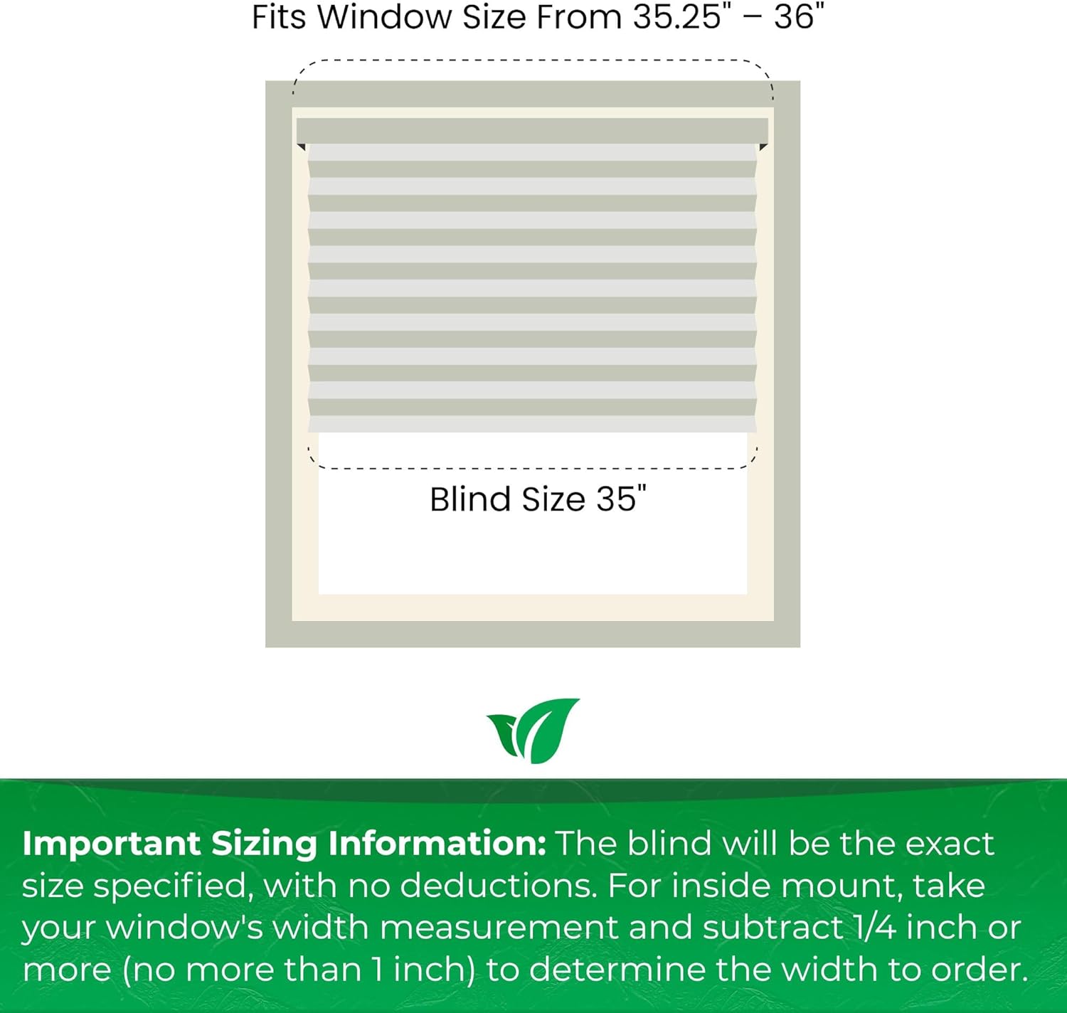 CALYX INTERIORS Pleated Fabric Window Shade, Light Filtering, Cordless, 35" W x 60" H, White