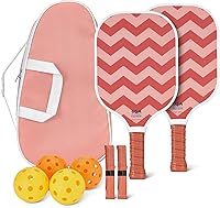 Amazon Basics USAPA Approved Pickleball Paddles Set of 2 - Carbon Fiber Face, 4 Balls, Grips & Bag, Lightweight for Beginners