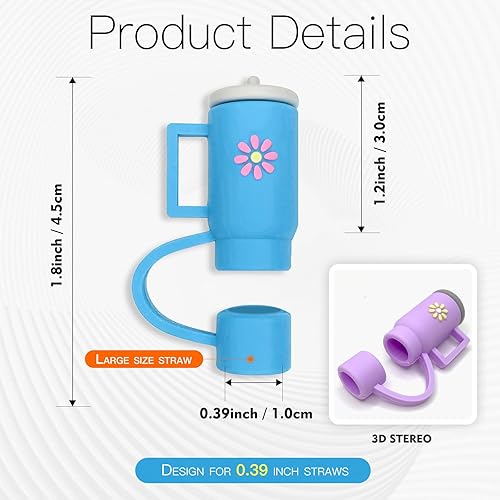 Miniatura 2 de 6 vasos con pajilla para vaso, de 0.315-0.394 in, protector reutilizable con puntas de popote para beber medicina mexicana, tapas para accesorios de