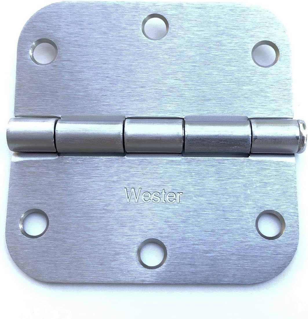 Black Friday Clearance (Pack of 40) Wester 3.5 x 3.5 Satin Nickel Door Hinges with 5/8 Radius Corners Brushed Nickel