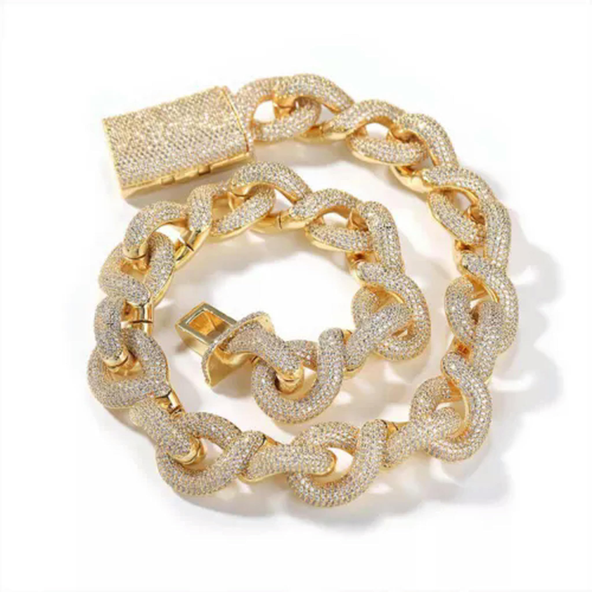 Pulsera de Cadena Cubana Pesada de 20 mm con circonita 5A, Estilo Hip Hop, joyería de Rap, 9 Pulgadas, Color Plata
