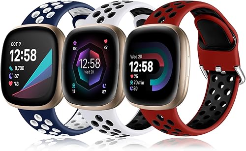 Miniatura 1 de Getino Compatible con Fitbit Sense 2Sense BandsVersa 4Versa 3 bandas para mujeres y hombres, accesorios únicos de silicona impermeable, correa