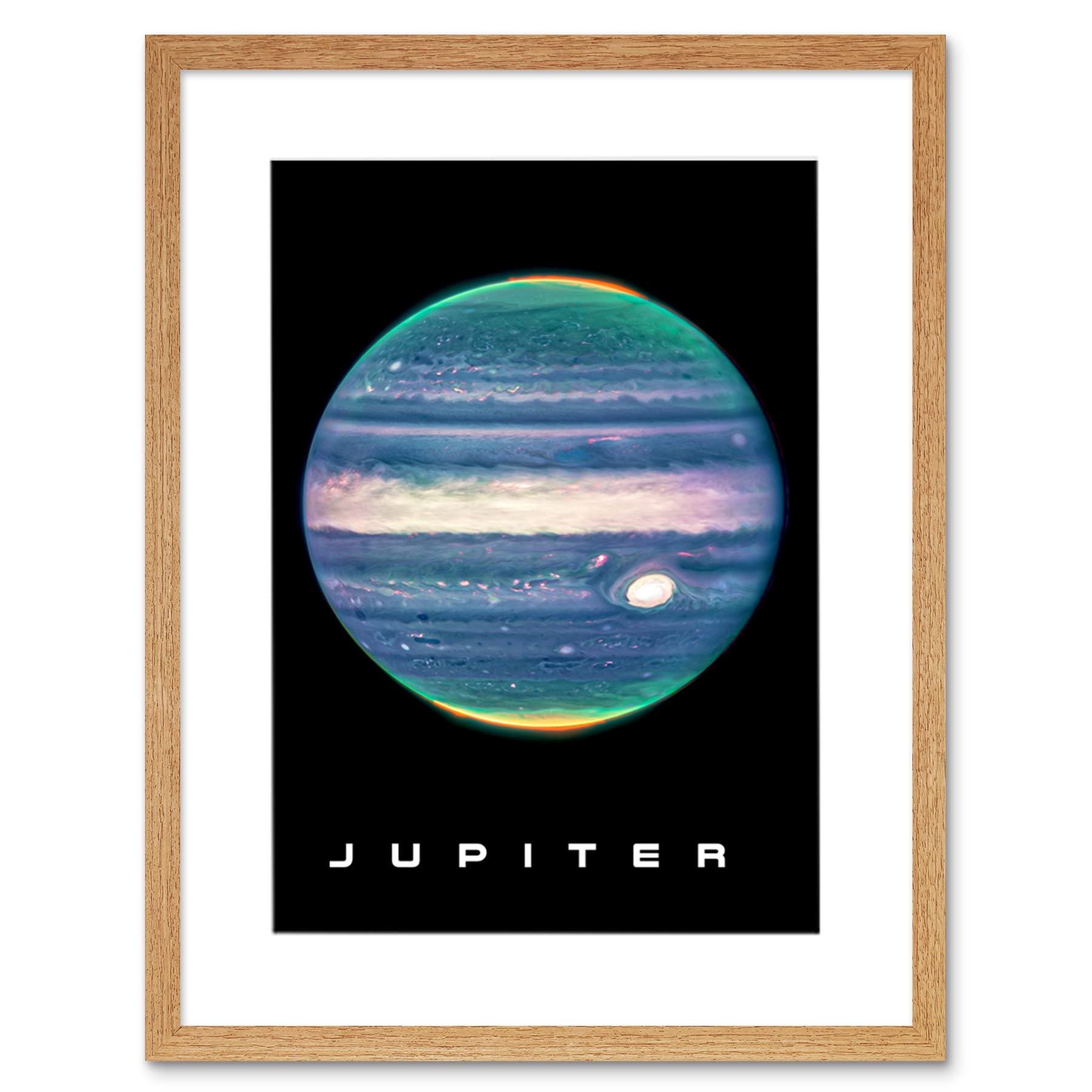 Artery8 NASA James Webb Space Telescope Jupiter Composite Image Artwork Framed Wall Art Print 12X16 Inch