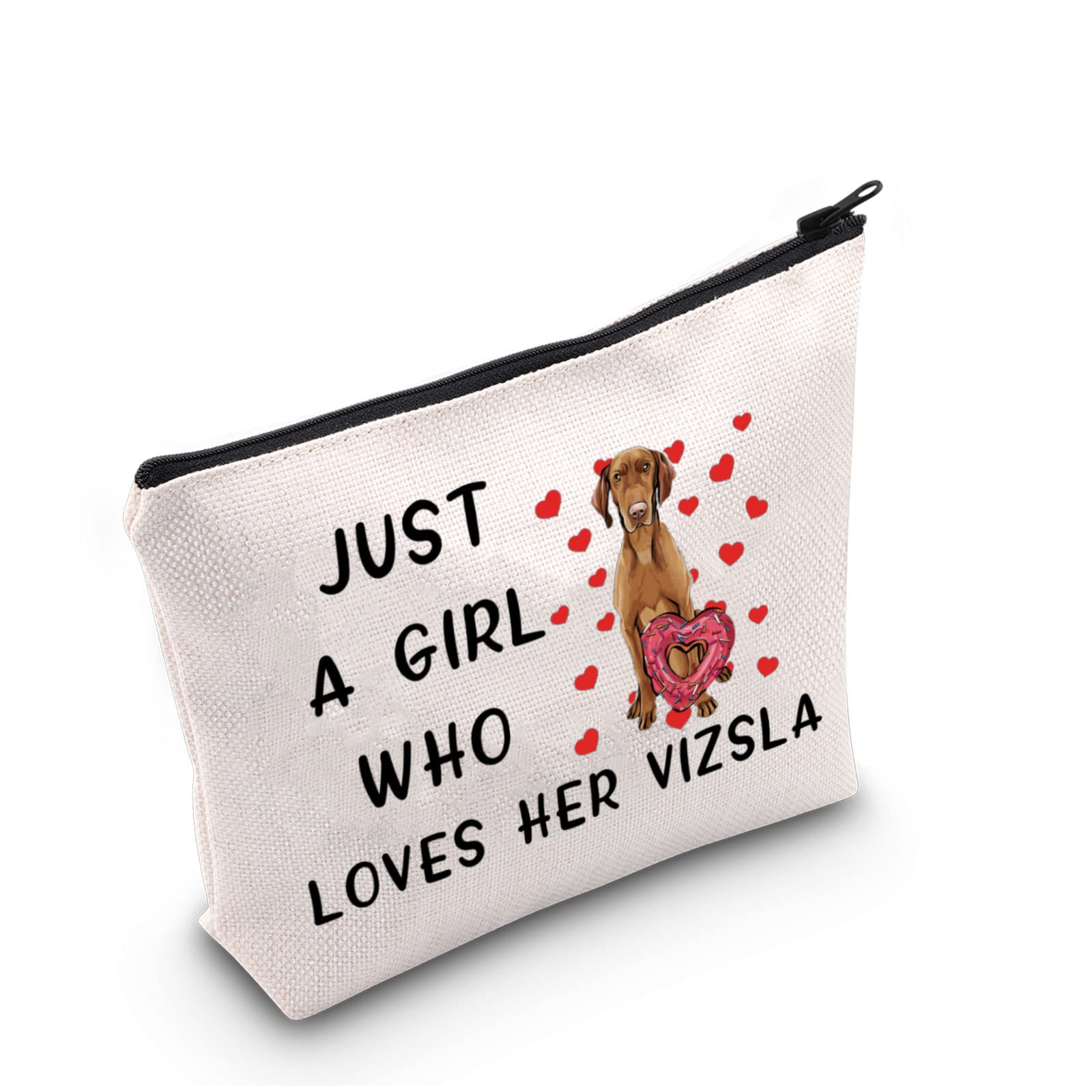 G2TUP Vizsla Dog Lover Gift - Makeup Bag for Vizsla Mom & Owner - White Zipper Travel Bag