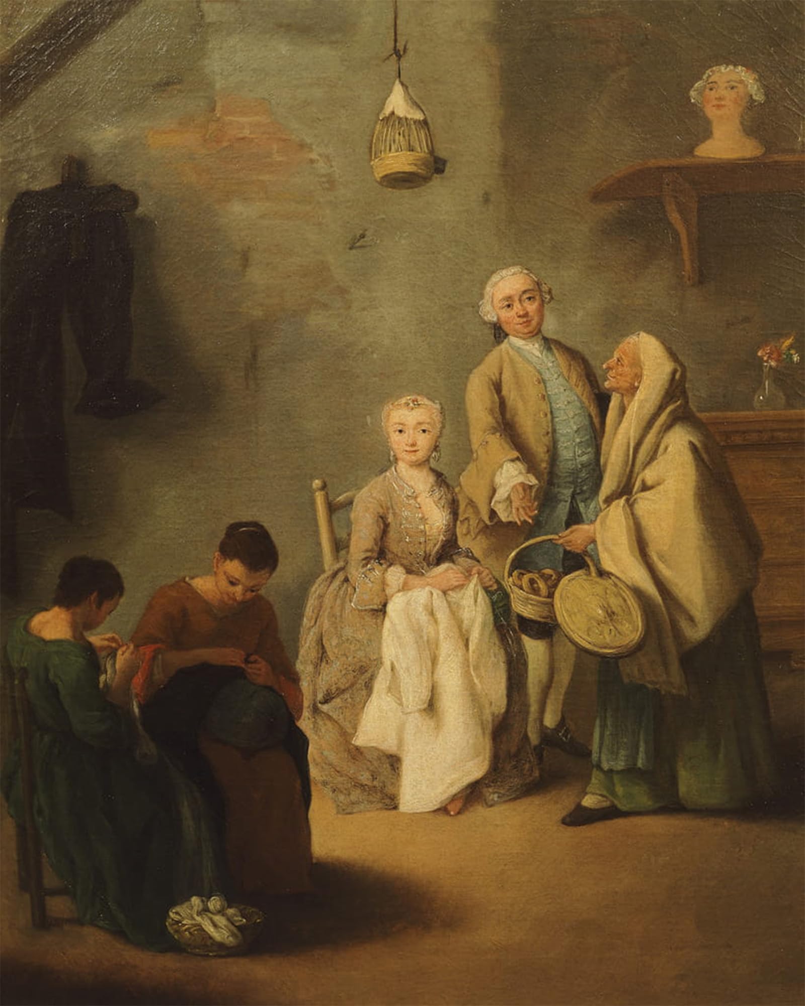 ARTXLXXBN Famous Art Print Poster Vintage Wall Art the Seller of Bussolai by Pietro Longhi Canvas Art Poster for Home Decor 60x90cm