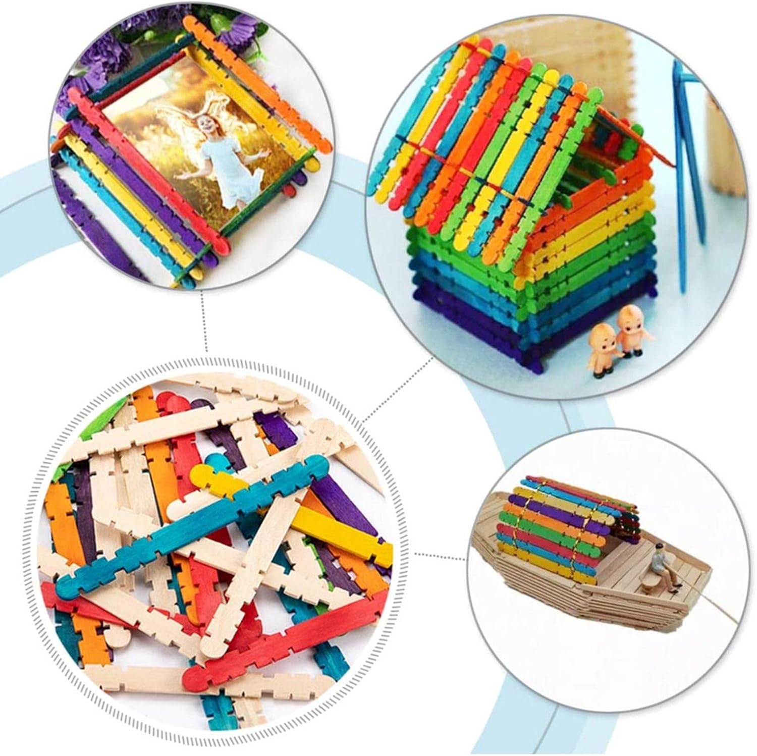 激安通販専門店 木材スティック スティック棒 Diy ミニ 工作用 木製 いろんな芸術品や作品を作り用に 114mmx10mm 100本セット カラフル 木色 Sungaipenuhkota Go Id