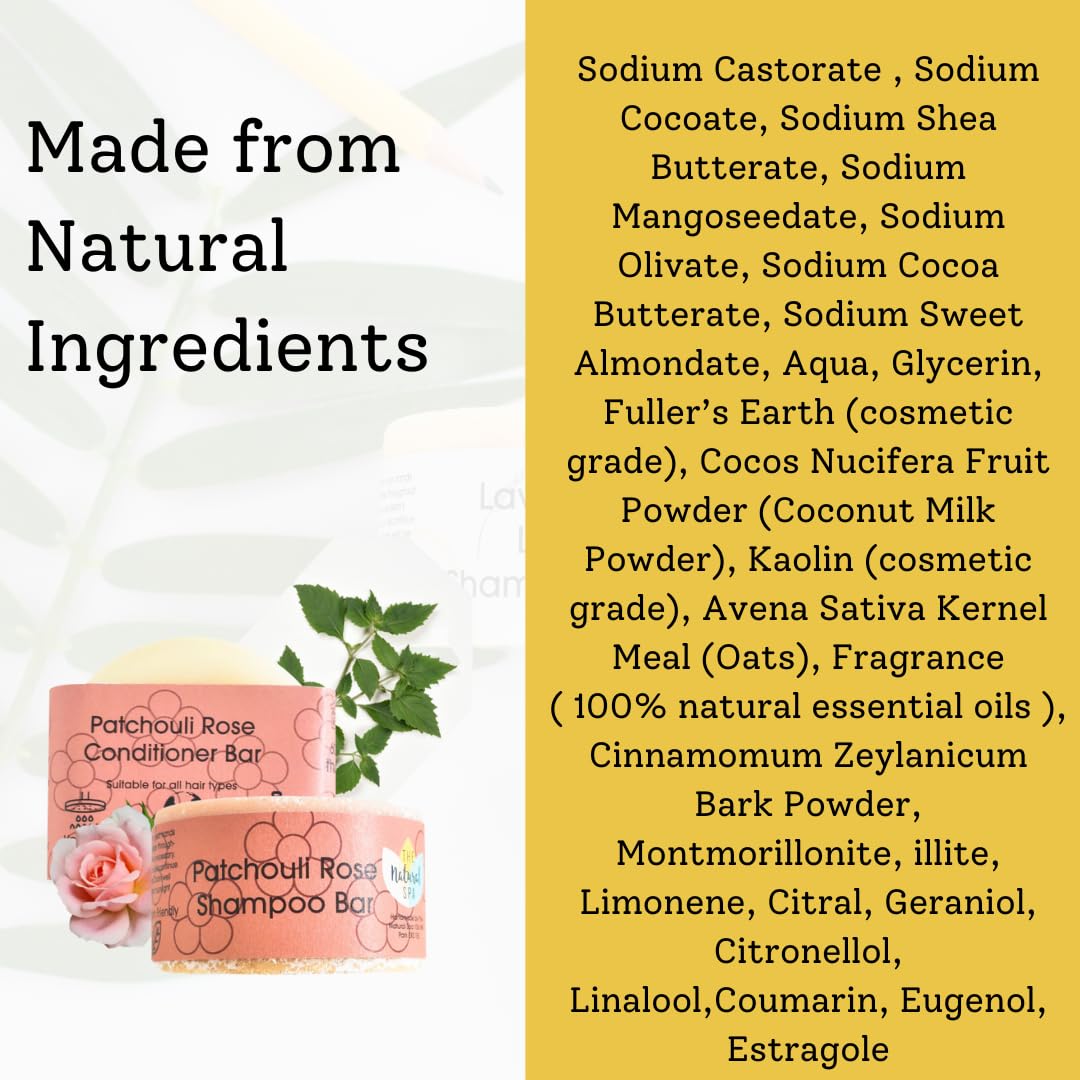 The Natural Spa Patchouli Rose Shampoo and Conditioner Bar Set, Handmade in Devon England, Suitable For All Hair Types - Image 3