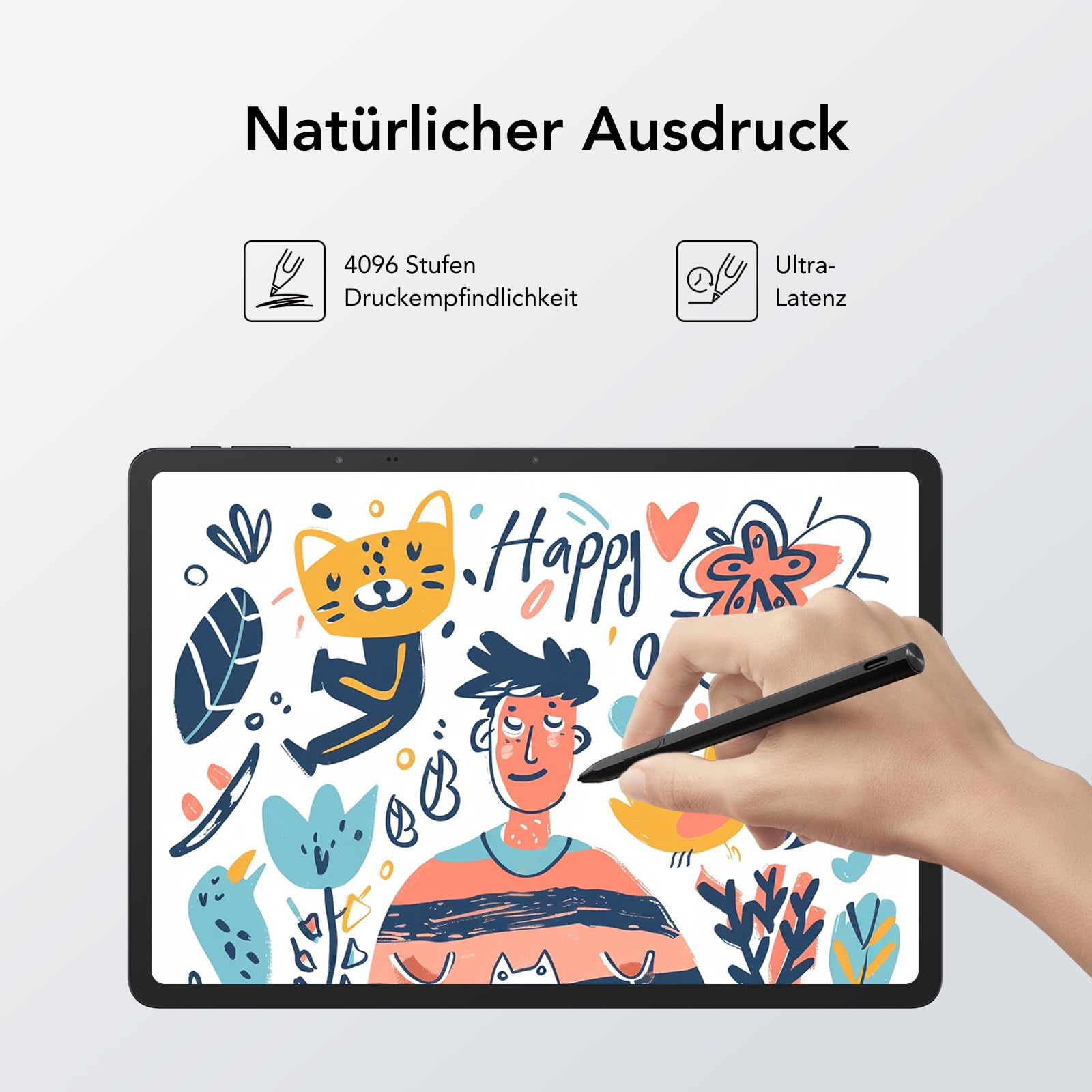 TCL T-Pen Stylus für NXTPAPER 14, NXTPAPER 11 Plus & weitere Modelle – Digitaler Stift mit 4096 Druckstufen, ultrageringer Latenz, verlängerter Akkulaufzeit, wechselbarer Spitze – Schwarz