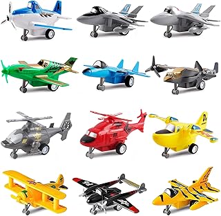 deAO 12 Piece Reversing Plane Set Helicopter Stealth Bomber Fighter Aircraft Aircraft