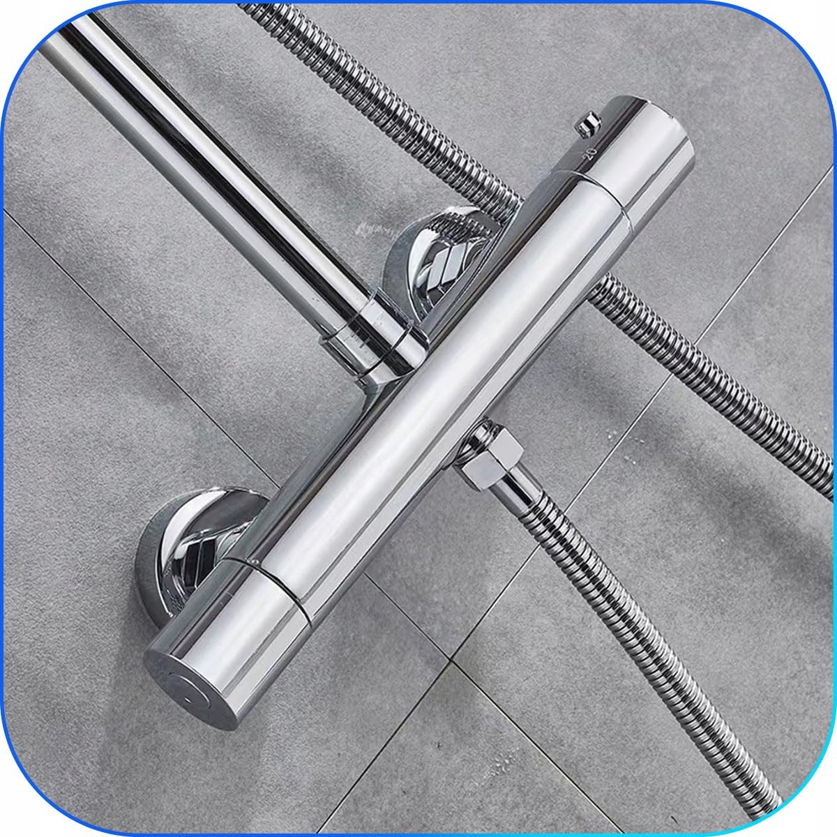 Brausethermostat 38°C Thermostatarmatur Dusche Chrom Messing Wandmontage 150 mm Anschluss für Duschsystem
