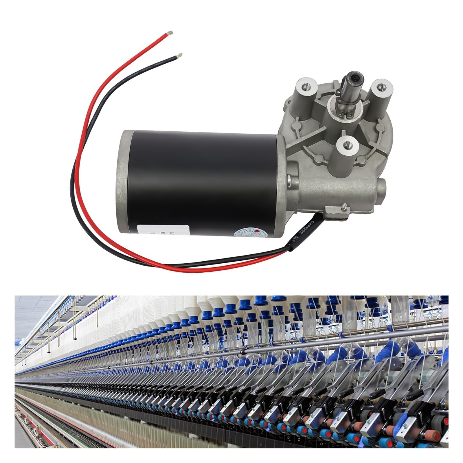 Spindelmotor, 12 V/24 V Gleichstrom-Getriebemotor, 60 W, Schneckengetriebe, 220 U/min, kompakter und leichter Mini-Metallmotor(60V)