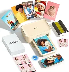 iDPRT Impressora fotográfica colorida de 10 x 15 cm para iPhone, inclui papel fotográfico de 10 x 15 cm (20 folhas), compatível com impressão de telefone iOS e Android, a melhor opção de presente