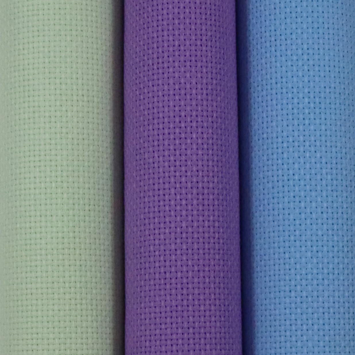 KCS 3 pc of 15" x 18"(38cmx45cm) 16 Count Cross Stitch Cotton Aida Cloth Needlework Rolled Fabric Box,16CT,Light Green+Lavender+Light Blue
